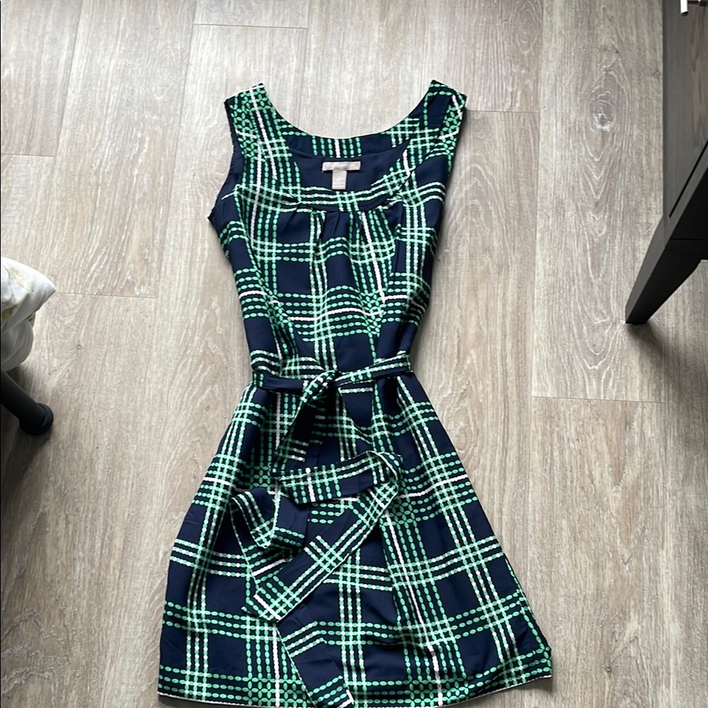 Stylish Green and navy blue Plaid Dress